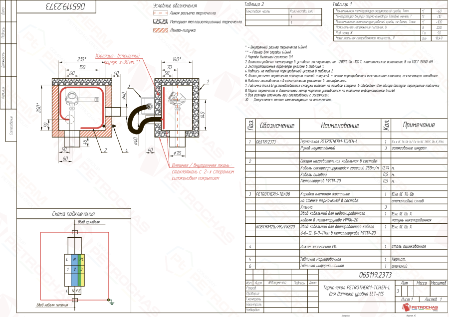 Термочехол PETROTHERM-TCH.EH-L (065119.2373) для датчика уровня