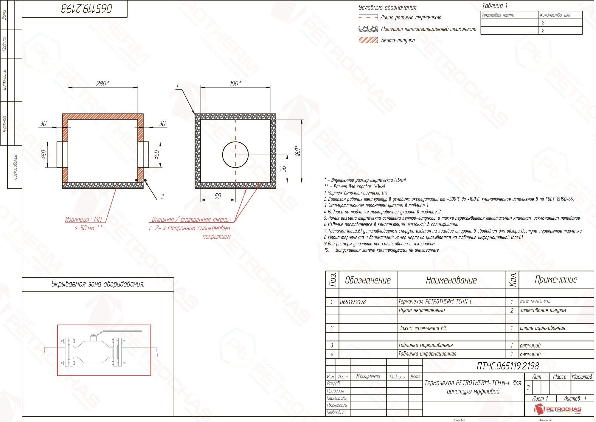 Термочехол PETROTHERM-TCH.N-L (065119.2198) для крана шарового