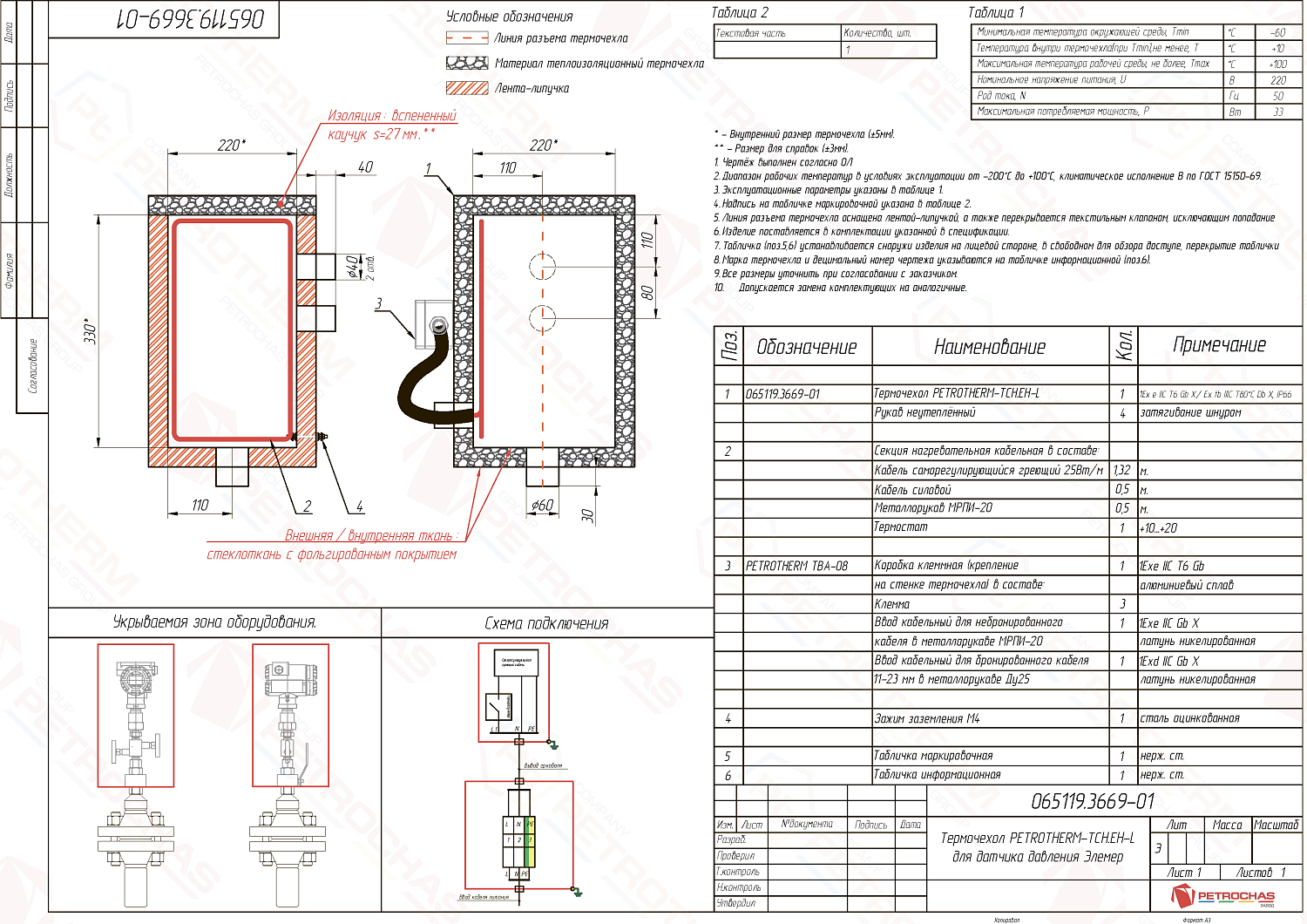Термочехол PETROTHERM-TCH.EHT-L (065119.3669-01) для датчика давления