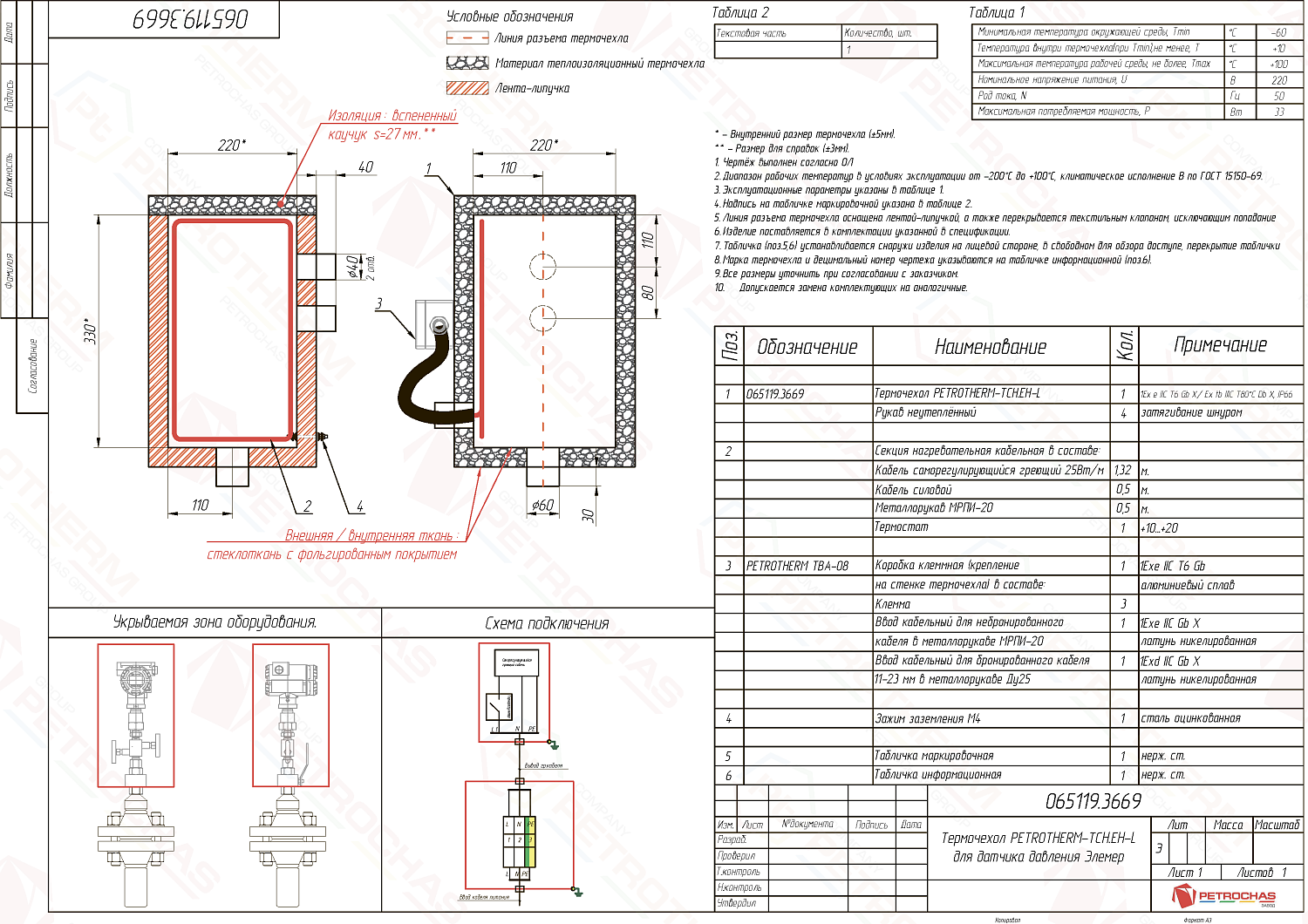 Термочехол PETROTHERM-TCH.EHT-L (065119.3669) для датчика давления
