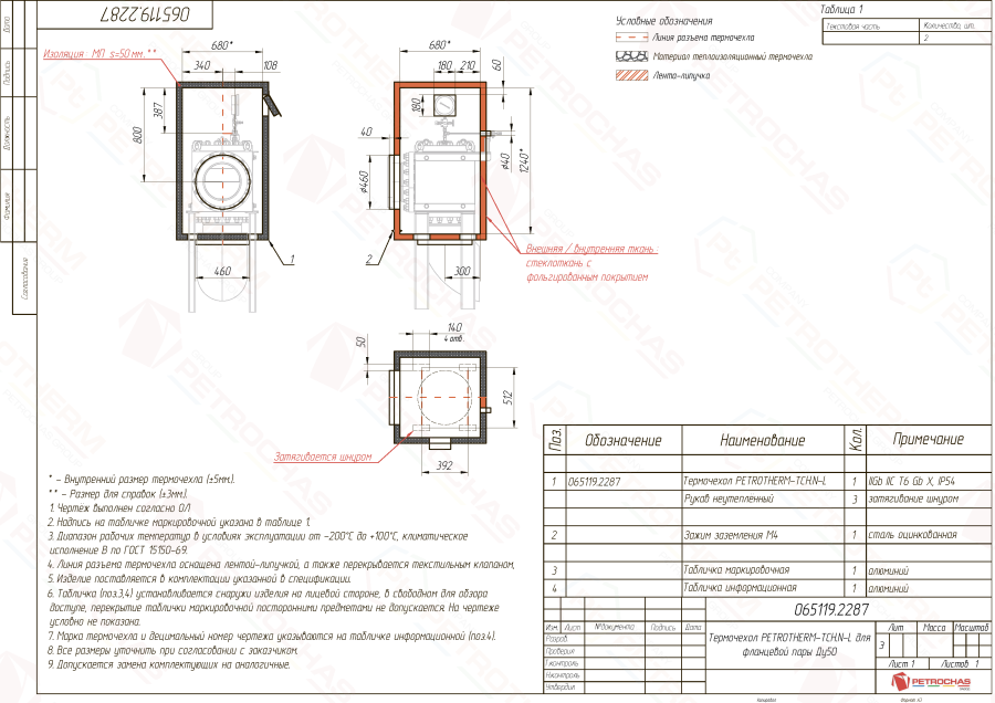 Термочехол PETROTHERM-TCH.N-L (065119.2287) для клапана ДУ 300