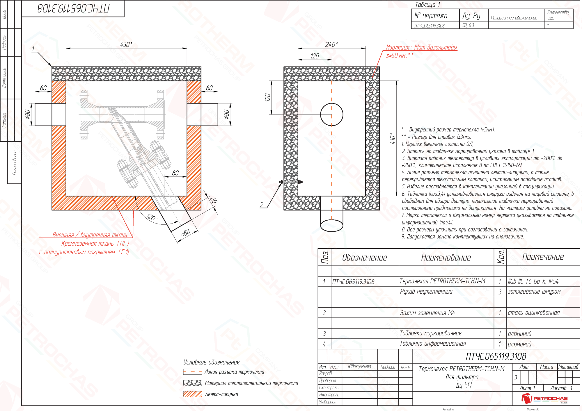Термочехол PETROTHERM-TCH.N-М (ПТЧС.065119.3108) для фильтра Ду 50