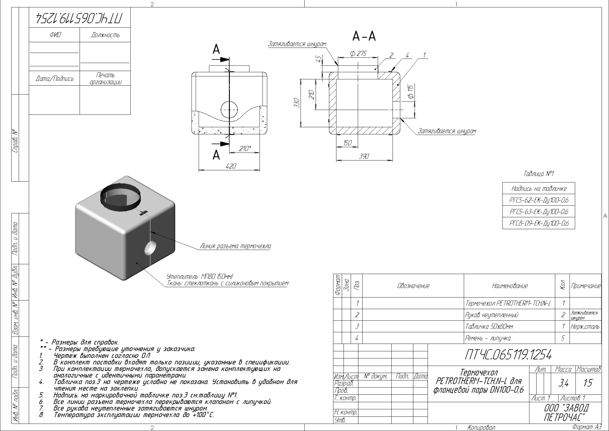 Термочехол PETROTHERM-TCH.N-L (ПТЧС.065119.1254) для фланцевой пары DN100-0,6