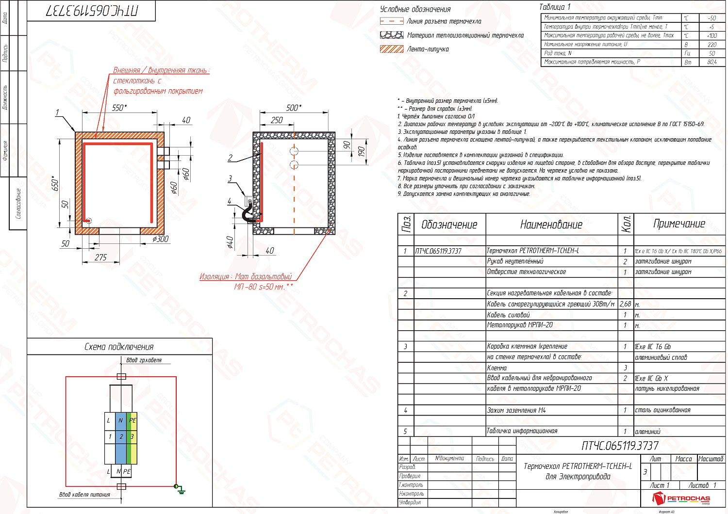 Термочехол PETROTHERM-TCH.ЕН-L (ПТЧС.065119.3737) для Электропривода