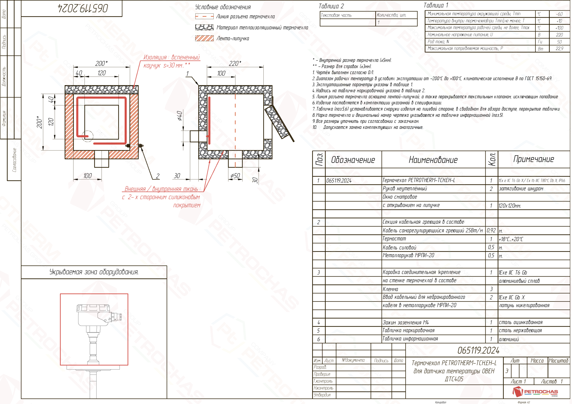 Термочехол PETROTHERM-TCH.EH-L (065119.2024) для датчика температуры