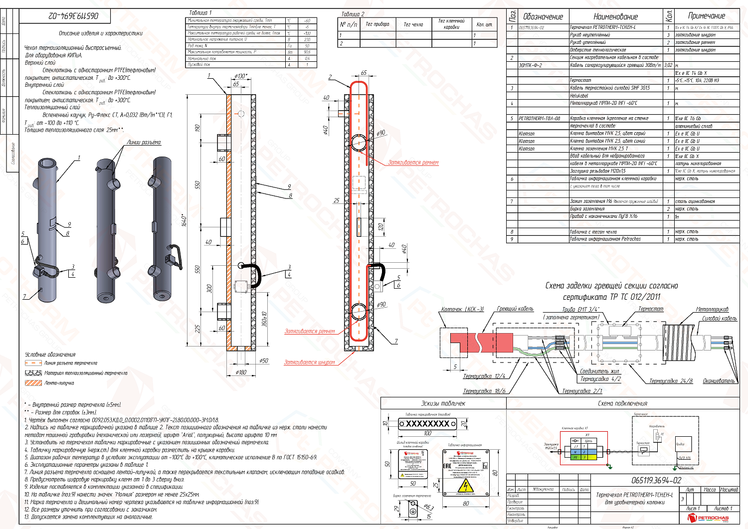 Термочехол PETROTHERM-TCH.ЕН-L (ПТЧС.065119.3694) для уровнемерной колонки