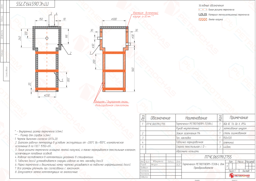 Термочехол PETROTHERM-TCH.N-L (ПТЧС.065119.2755) для Преобразователя