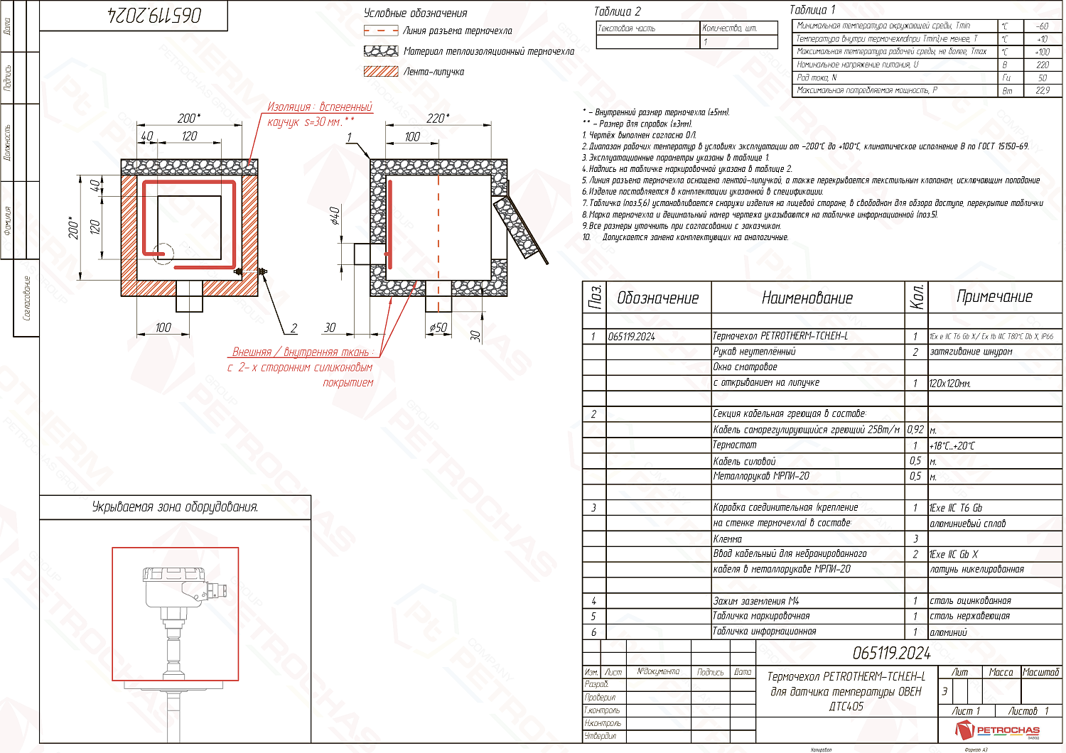 Термочехол PETROTHERM-TCH.EH-L (065119.2024) для датчика температуры