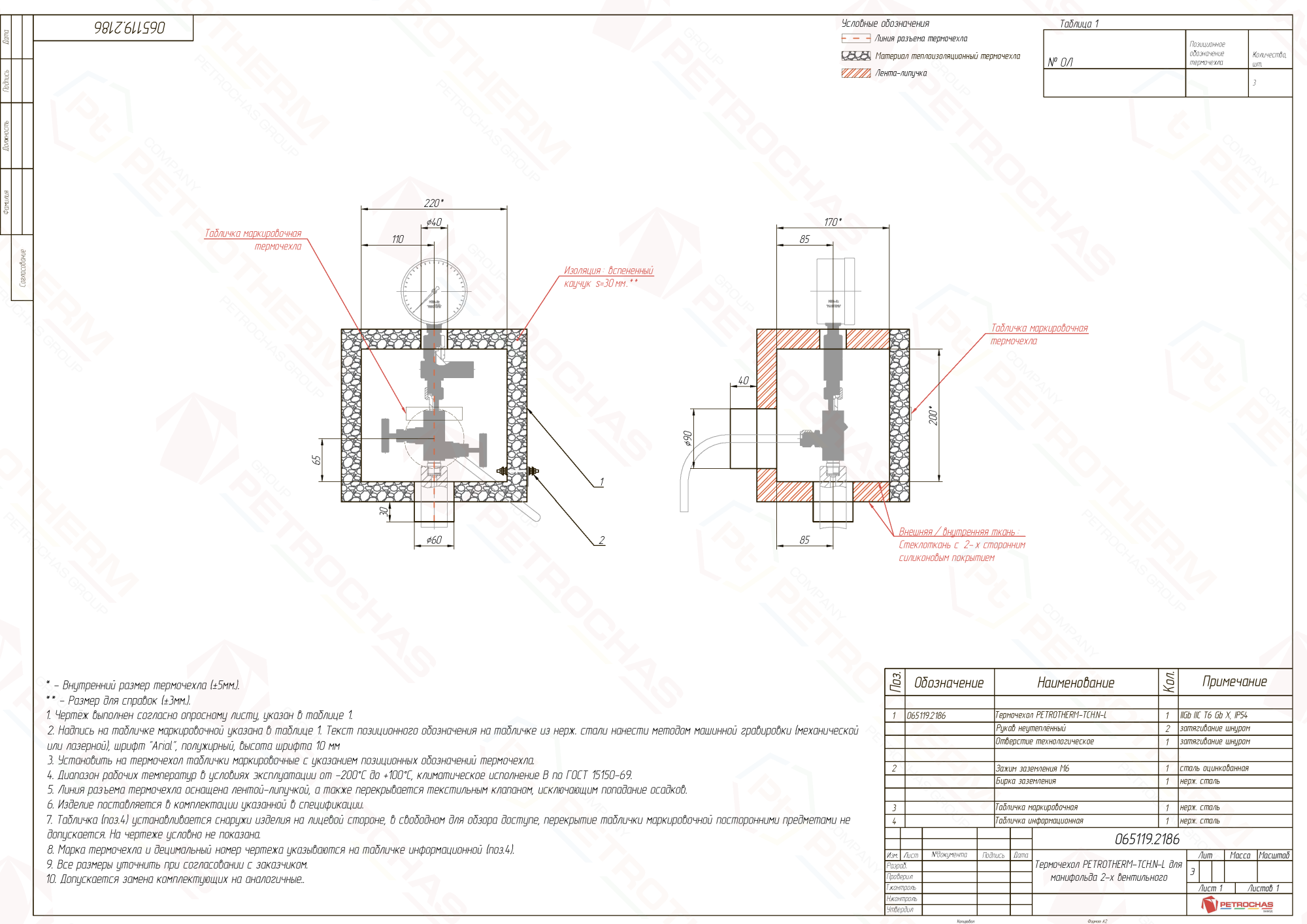 Термочехол PETROTHERM-TCH.N-L (065119.2186) для вентильного блока