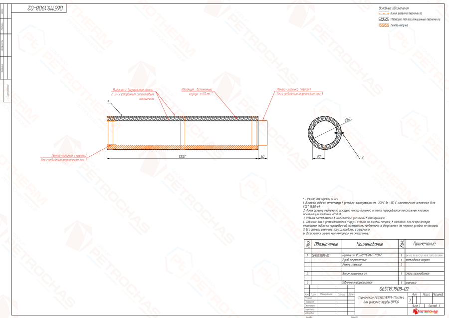 Термочехол PETROTHERM-TCH.EH-L (065119.1908) для трубопровода