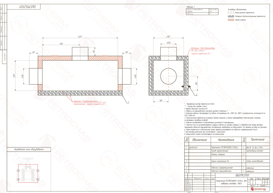 Термочехол PETROTHERM-TCH.N-L (065119.2931) для задвижки клиновой ДУ 25