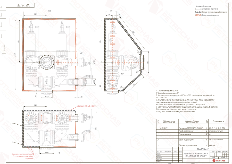 Термочехол PETROTHERM-TCH.N-M (065119.1733) для блока предохранительных клапанов ДУ 200