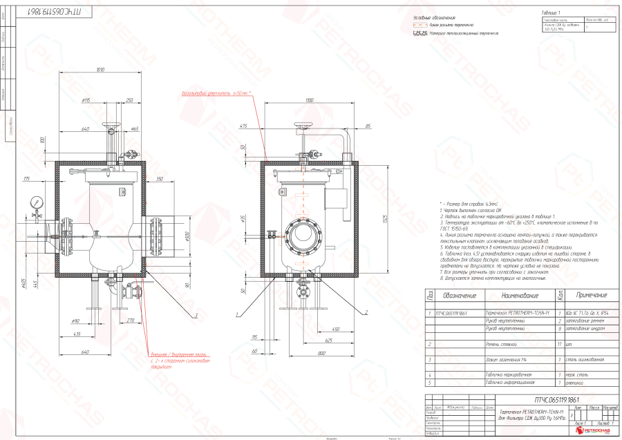 Термочехол PETROTHERM-TCH.N-М (ПТЧС.065119.1861) для Фильтра СДЖ Ду300 Pу 1,6МПа