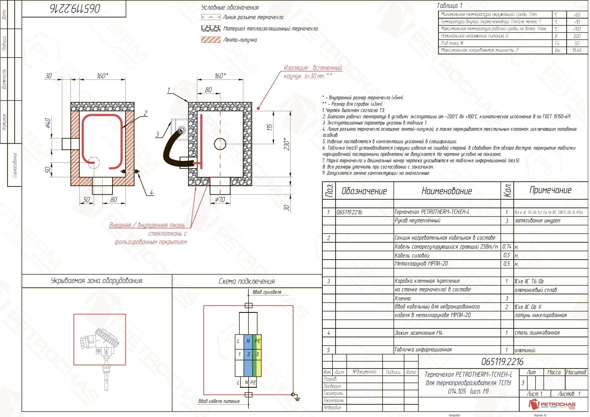Термочехол PETROTHERM-TCH.EH-L (065119.2216) для датчика температуры
