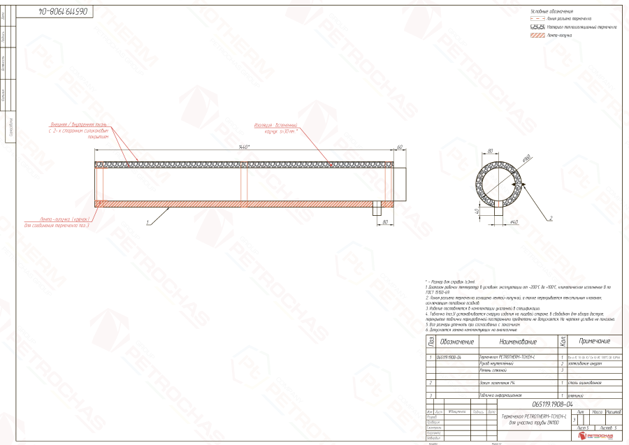 Термочехол PETROTHERM-TCH.EH-L (065119.1908) для трубопровода