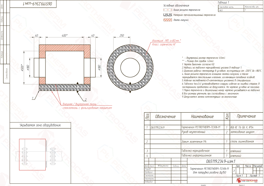 Термочехол PETROTHERM-TCH.N-M (065119.2349) для трубопровода