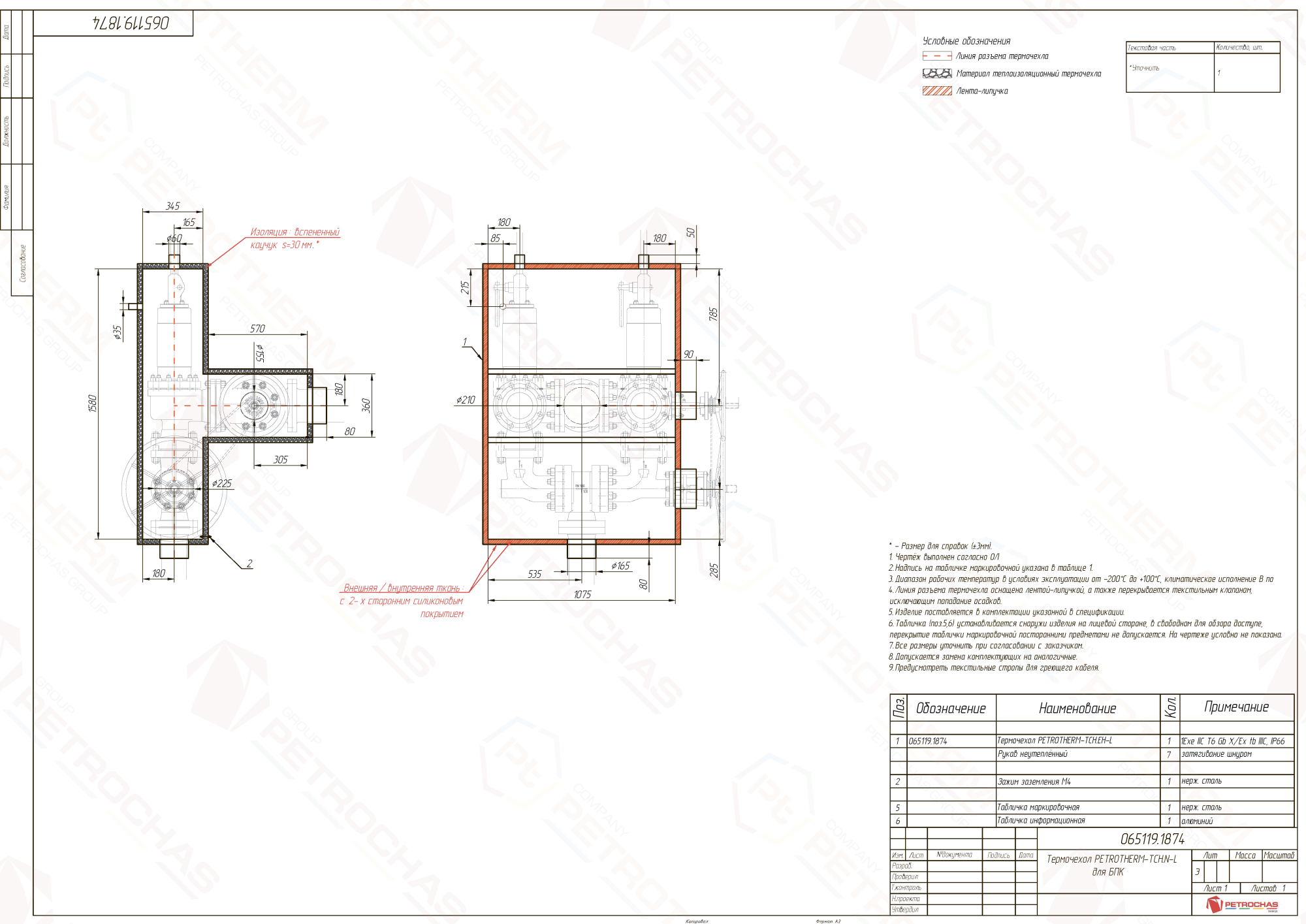 Термочехол PETROTHERM-TCH.N-L (065119.1874) для блока предохранительных клапанов