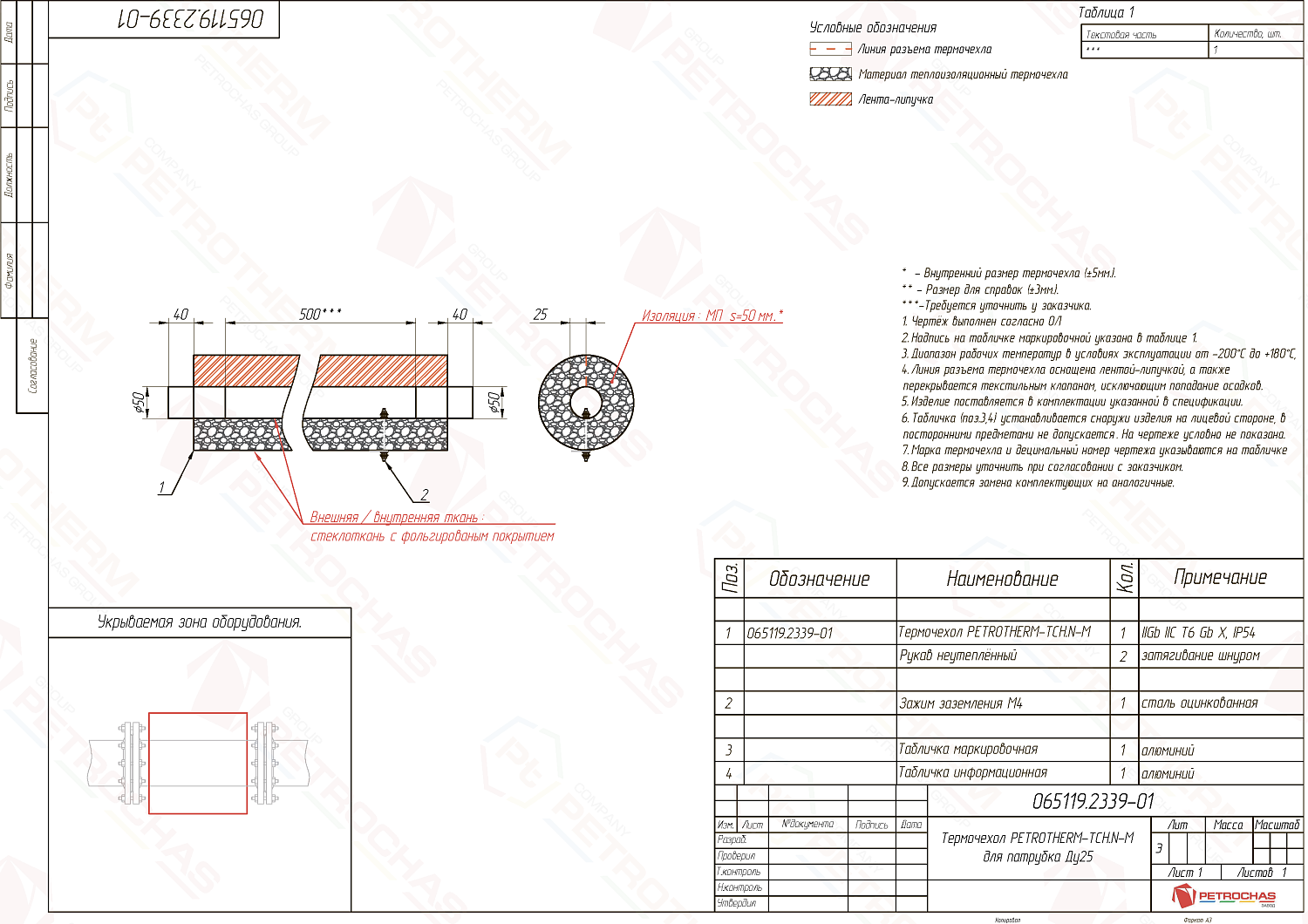 Термочехол PETROTHERM-TCH.N-M (065119.2339-01) для трубопровода