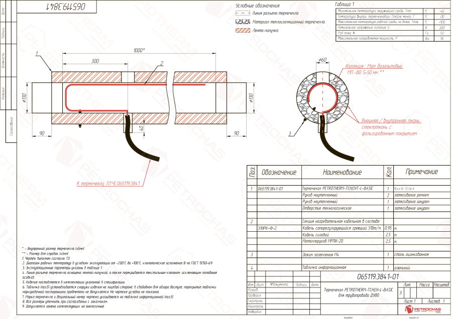 Термочехол PETROTHERM-TCH.EH-L (065119.3841-01) для трубопровода