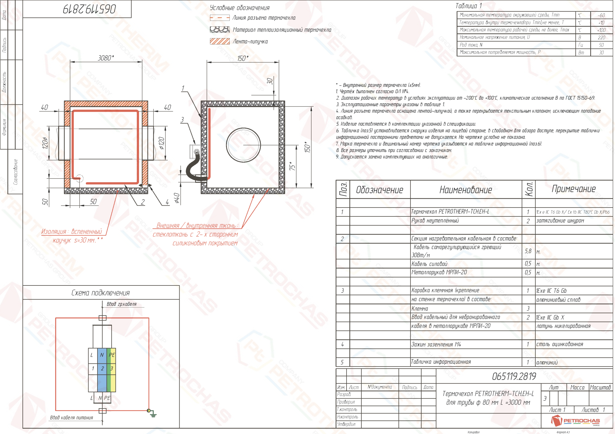 Термочехол PETROTHERM-TCH.EH-L (065119.2819) для трубопровода