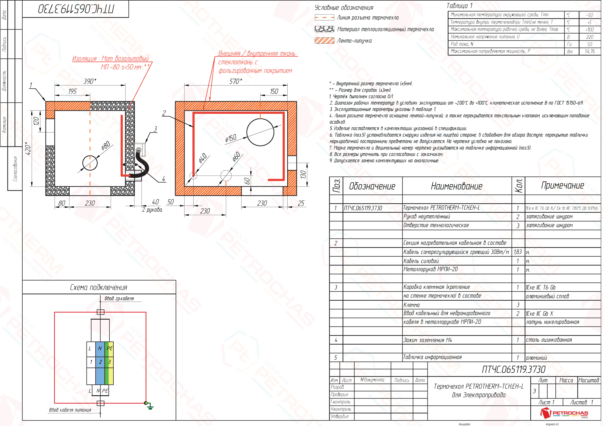 Термочехол PETROTHERM-TCH.ЕН-L (ПТЧС.065119.3730) для Электропривода