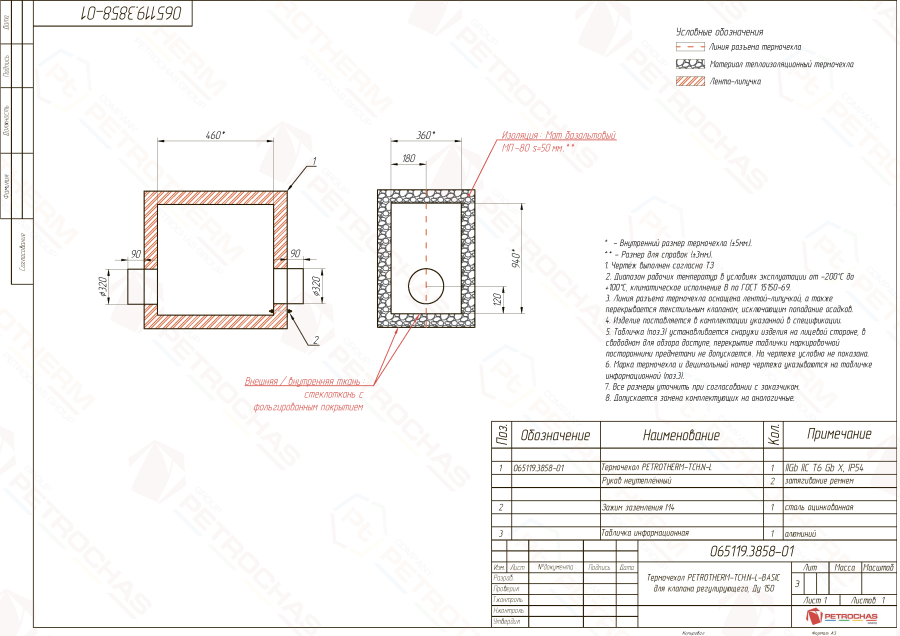 Термочехол PETROTHERM-TCH.N-L (065119.3858-01) для клапана регулирующего ДУ 150