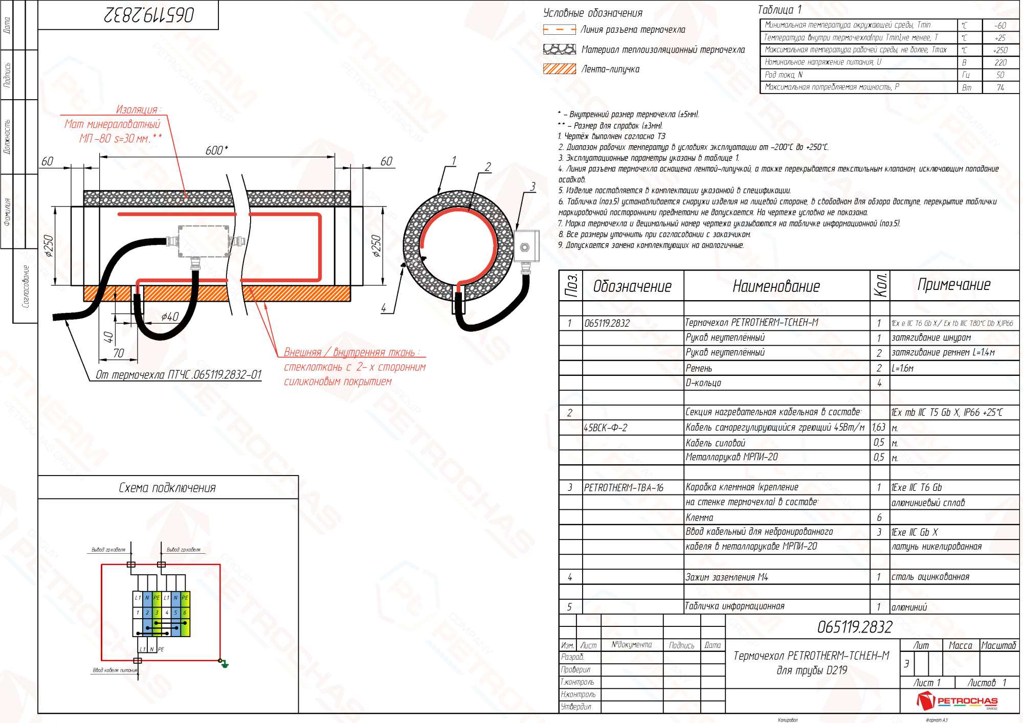 Термочехол PETROTHERM-TCH.EH-М (065119.2832) для трубопровода