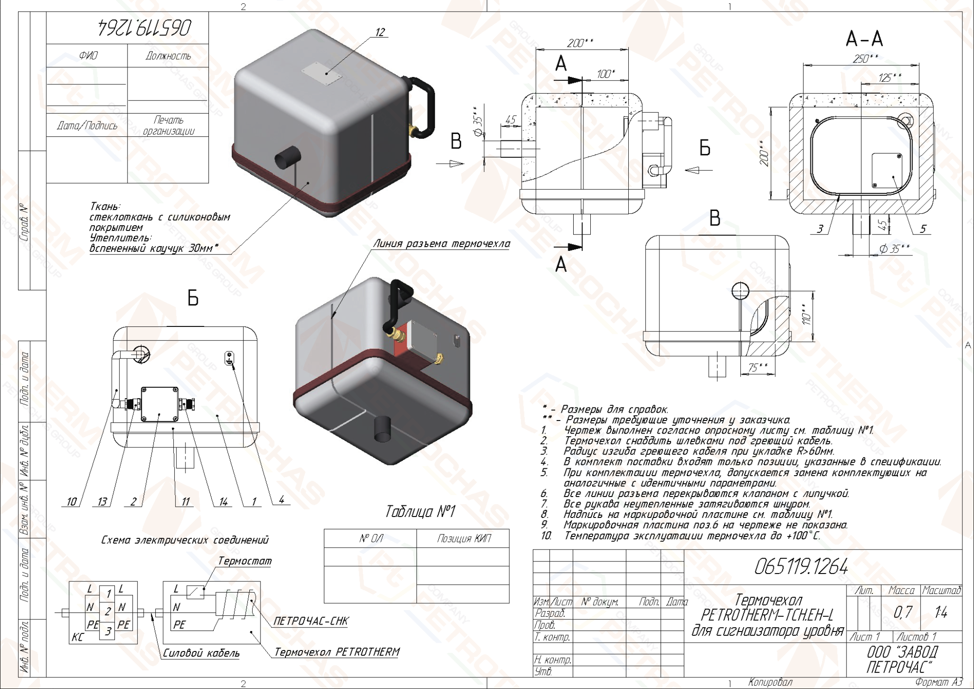 Термочехол PETROTHERM-TCH.EH-L (065119.1264) для датчика уровня