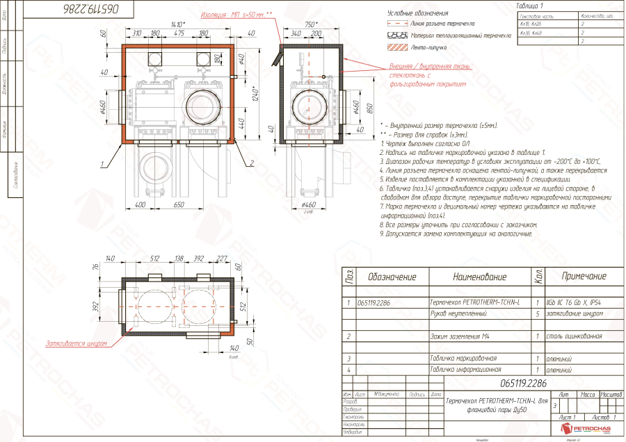 Термочехол PETROTHERM-TCH.N-L (065119.2286) для клапана ДУ 300