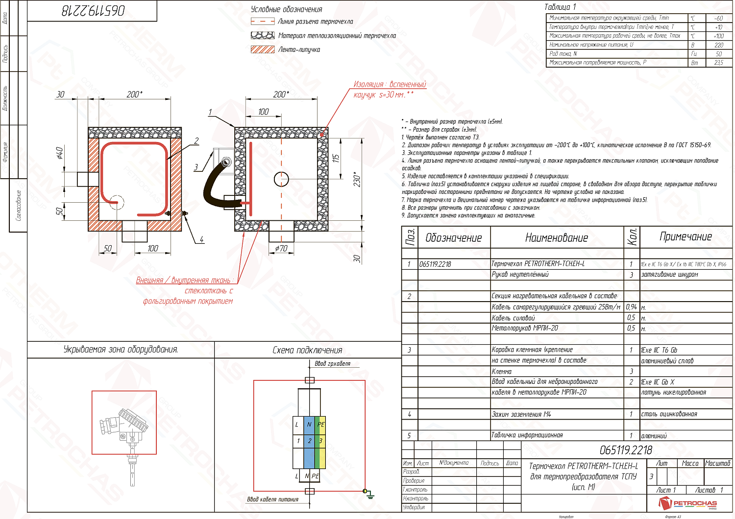 Термочехол PETROTHERM-TCH.EH-L (065119.2218) для датчика температуры
