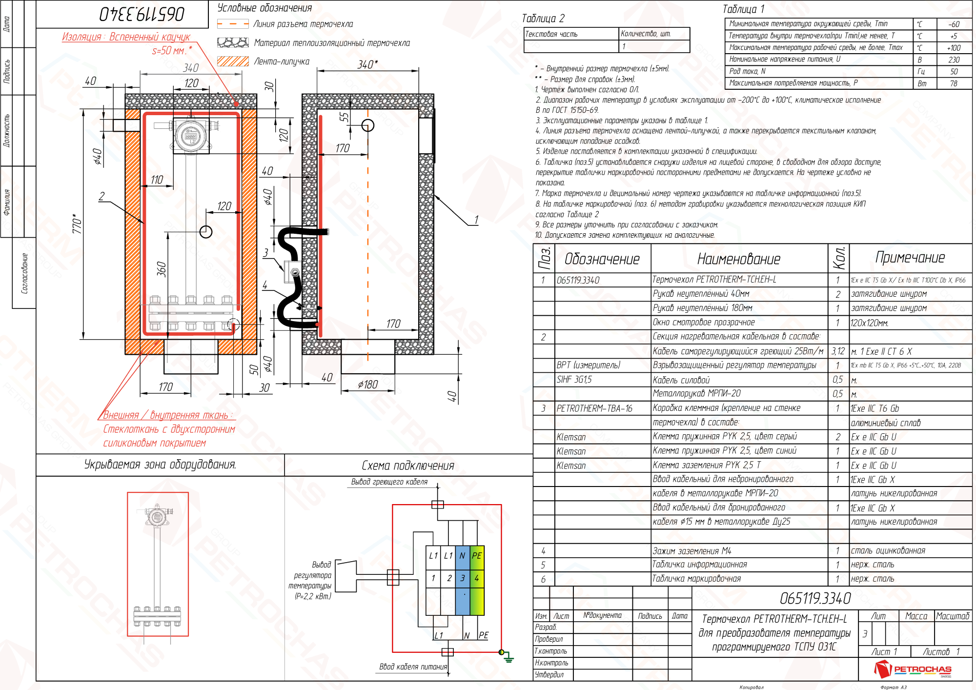 Термочехол PETROTHERM-TCH.EH-L (065119.3340) для датчика температуры